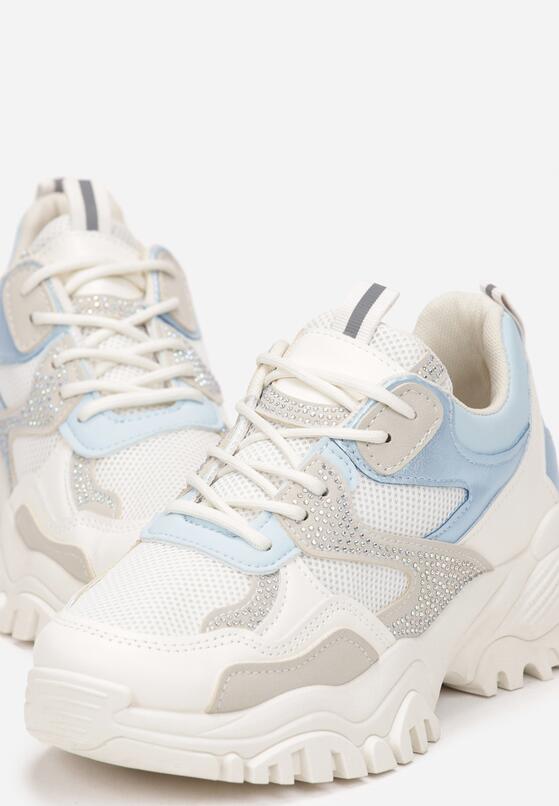Biało-Niebieskie Sneakersy w Cyrkonie na Grubej Podeszwie Daniattas 5