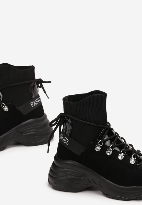 Czarne Sneakersy z Elastyczną Cholewką za Kostkę Nicosia 5