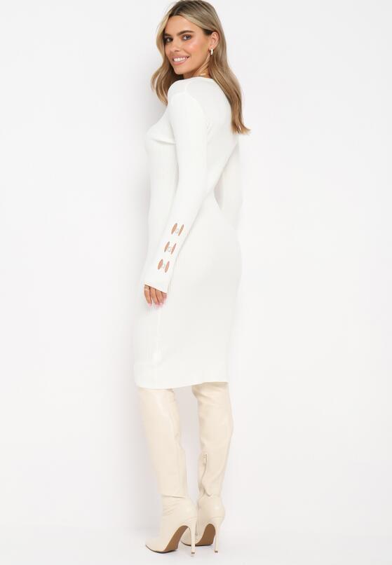 Jasnobeżowa Dopasowana Sukienka Dzianinowa Brinatta 3