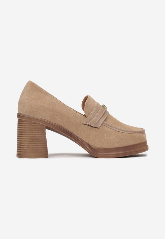 Ciemnobeżowe Półbuty na Słupku Elites 3