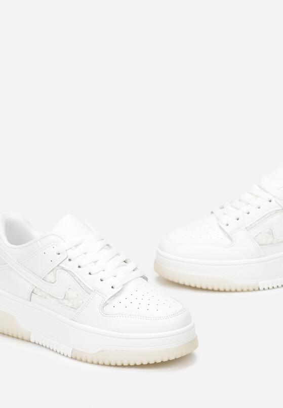 Białe Sneakersy przed Kostkę na Platformie z Futerkiem Rimva 5