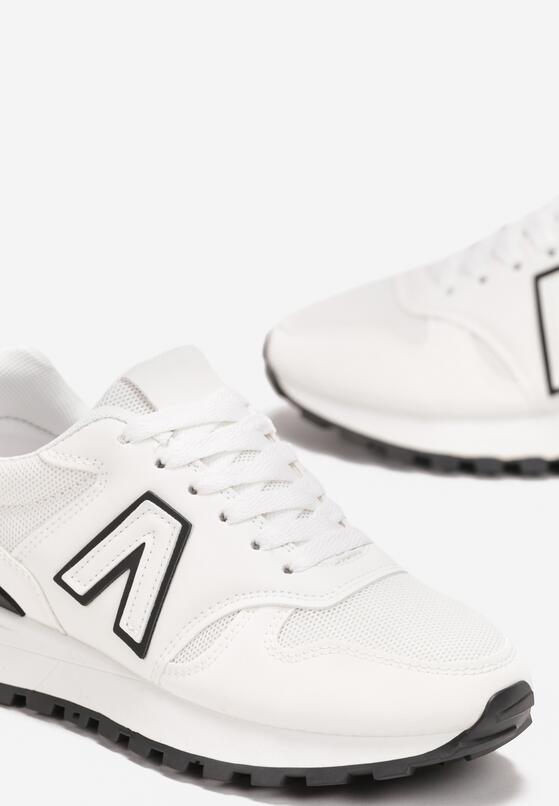 Białe Sneakersy przed Kostkę z Ozdobnymi Przeszyciami Evecca 5