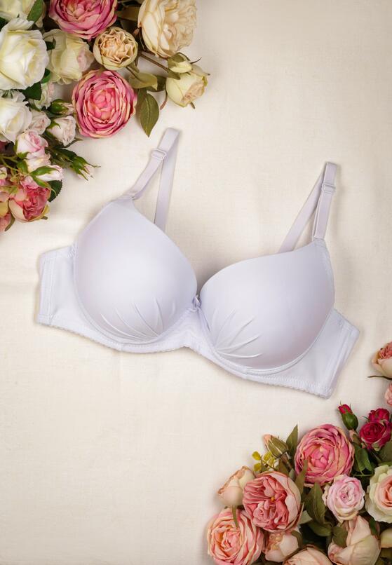 Biały Gładki Biustonosz z Efektem Push-Up na Cienkich Ramiączkach Redima 1