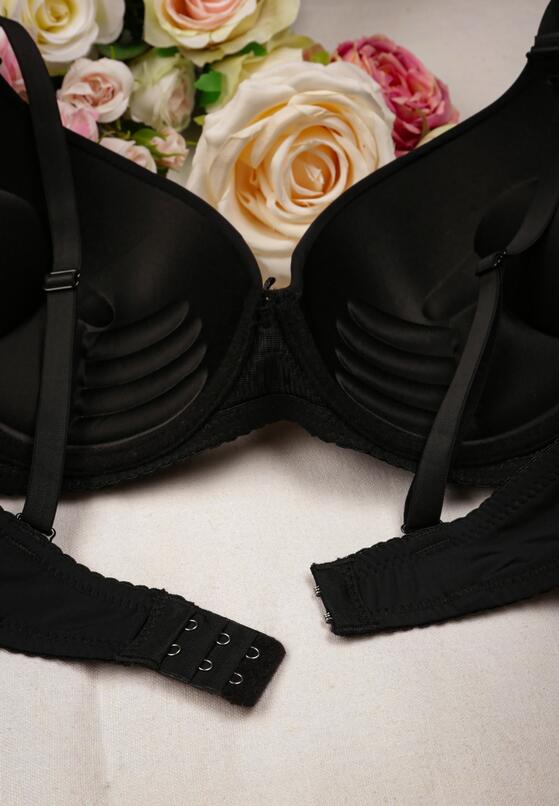 Czarny Gładki Biustonosz z Efektem Push-Up na Cienkich Ramiączkach Redima 2