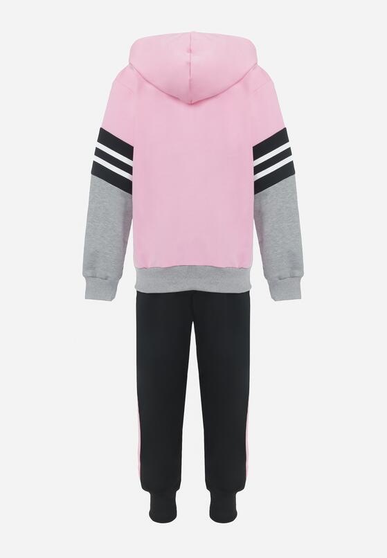 Różowo-Szary 2-częściowy Komplet Dresowy z Bluzą i Spodniami Kilbo 2