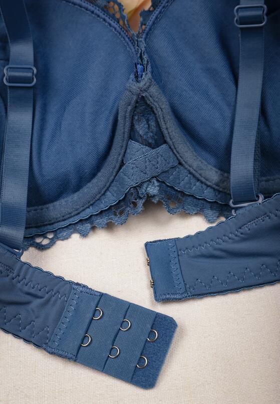 Ciemnoniebieski Koronkowy Biustonosz Push Up Fresende 2