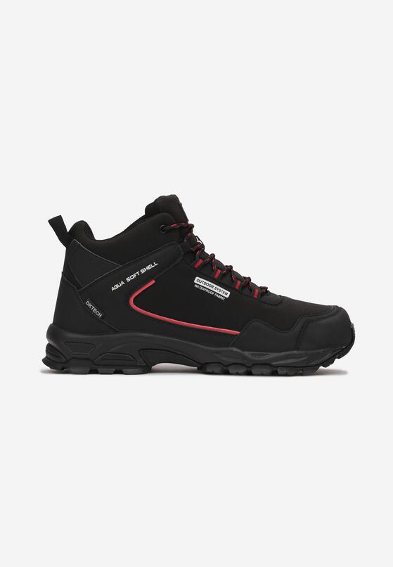 Czarno-Czerwone Buty Trekkingowe za Kostkę z Sznurowaniem Mirval 1