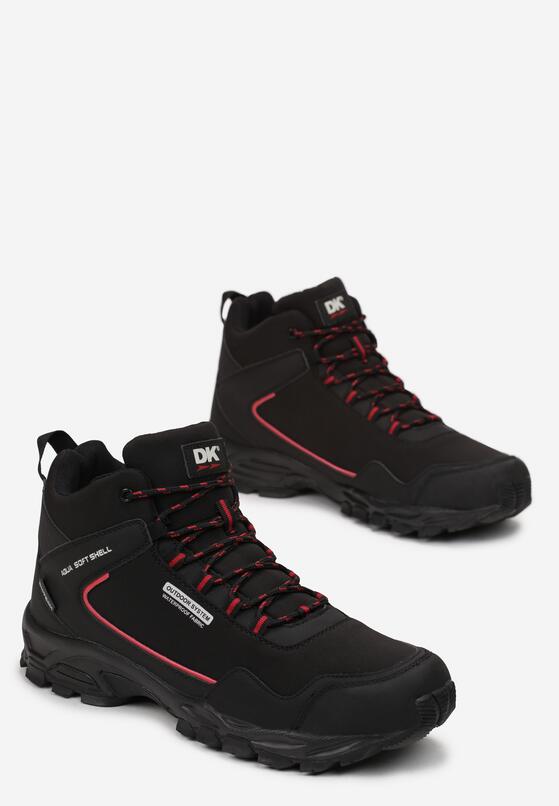 Czarno-Czerwone Buty Trekkingowe za Kostkę z Sznurowaniem Mirval 2