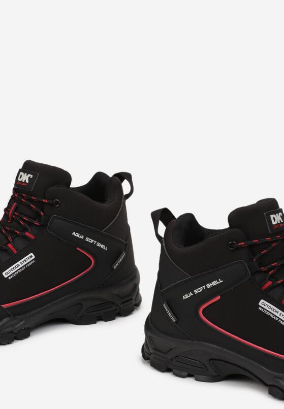 Czarno-Czerwone Buty Trekkingowe za Kostkę z Sznurowaniem Mirval 3