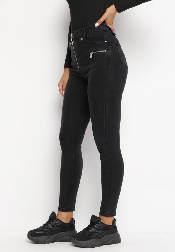 Czarne Jeansy Skinny z Wysokim Stanem Vineo 1