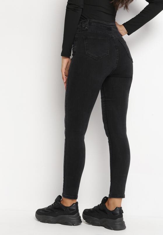 Czarne Jeansy Skinny z Wysokim Stanem Vineo 3