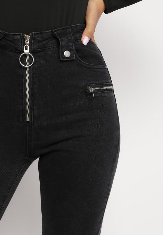 Czarne Jeansy Skinny z Wysokim Stanem Vineo 5