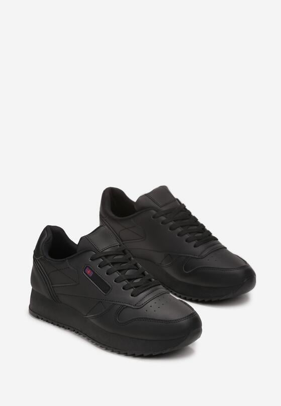 Czarne Sneakersy z Ekoskóry na Grubej Podeszwie Brosta 4
