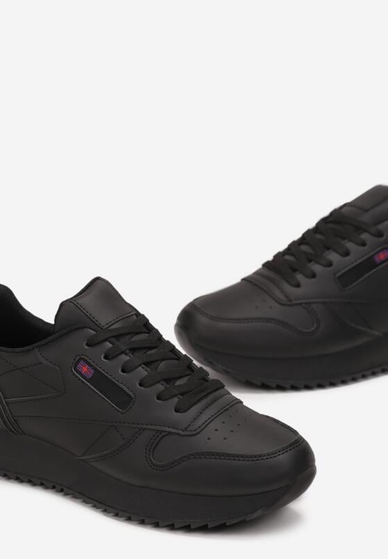 Czarne Sneakersy z Ekoskóry na Grubej Podeszwie Brosta 5