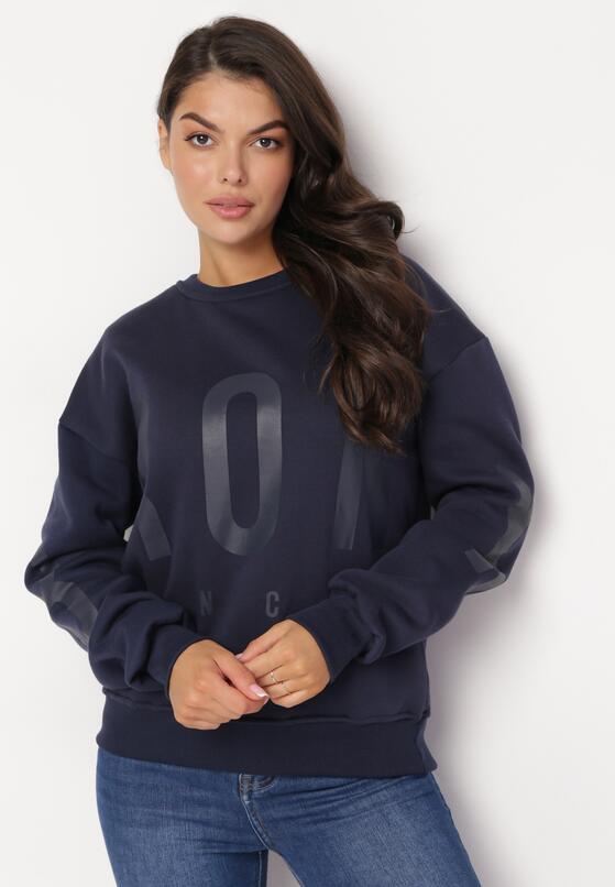 Granatowa Bluza z Nadrukiem Nefa 4