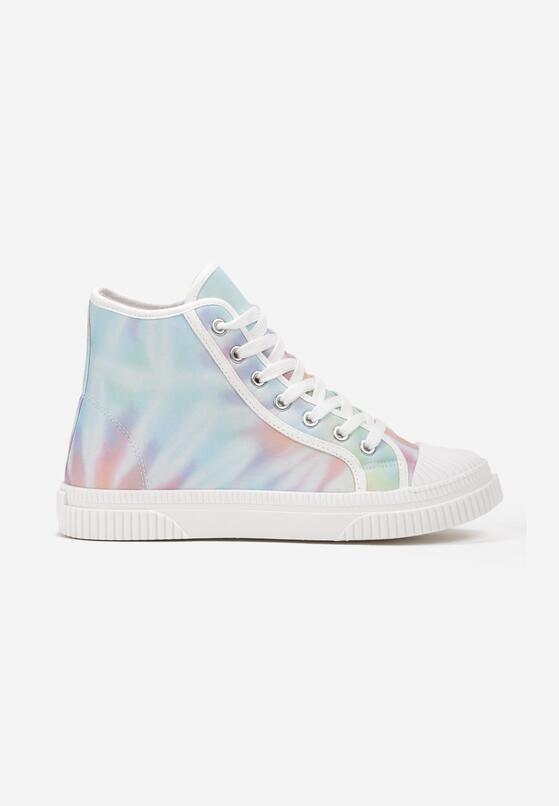Niebiesko-Różowe Sznurowane Trampki w Stylu Tie-Dye na Płaskiej Żłobionej Podeszwie Locines 3