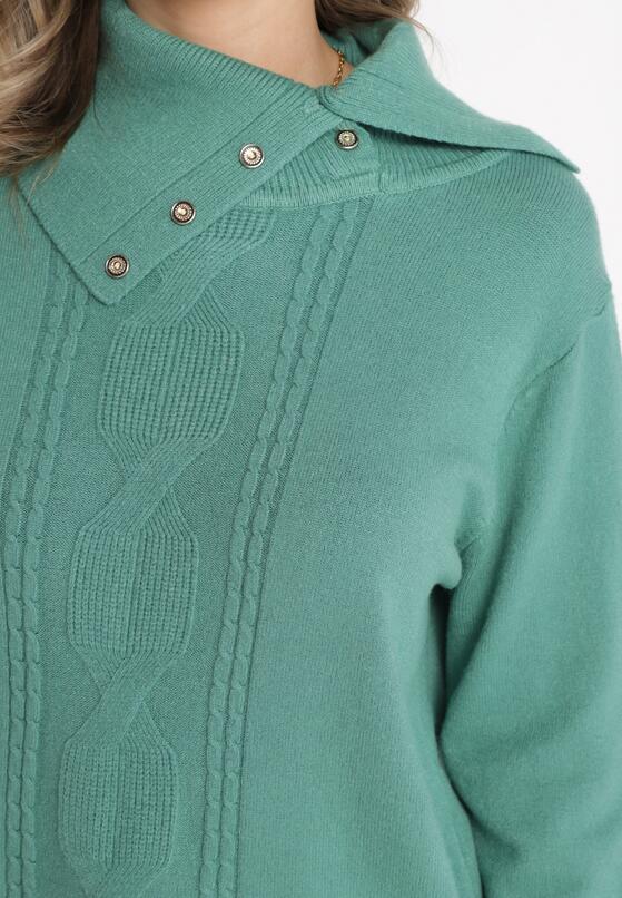 Jasnozielony Rozpinany Golf z Ozdobnym Wzorem i Ściągaczami Vamos 5