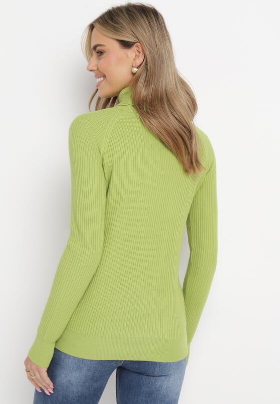 Zielony Dopasowany Golf z Prążkowanej Dzianiny Raulia 3