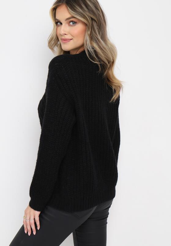 Czarny Sweter w Warkoczykowy Splot Rafipo 3