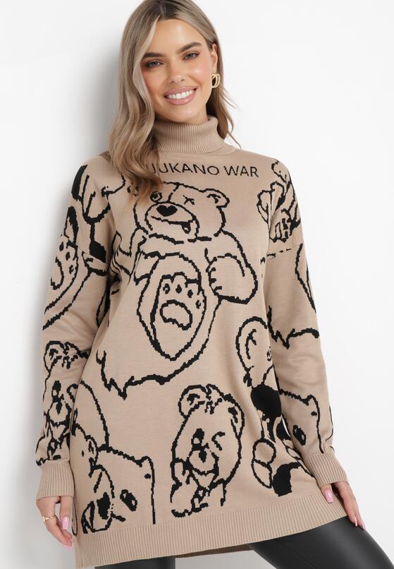 Ciemnobeżowy Sweter z Golfem Leticie 2