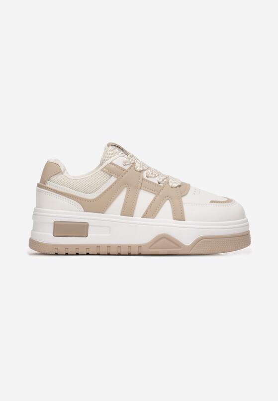 Ciemnobeżowe Sneakersy na Grubej Podeszwie z Przeszyciami Oleinva 3