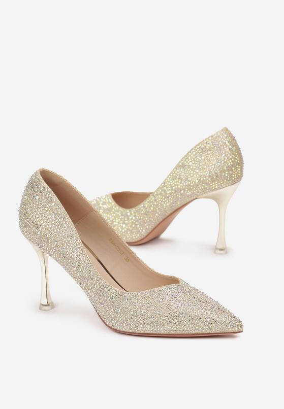 Złote Szpilki ze Szpiczastym Noskiem Ozdobione Cyrkoniami Tavitea 4