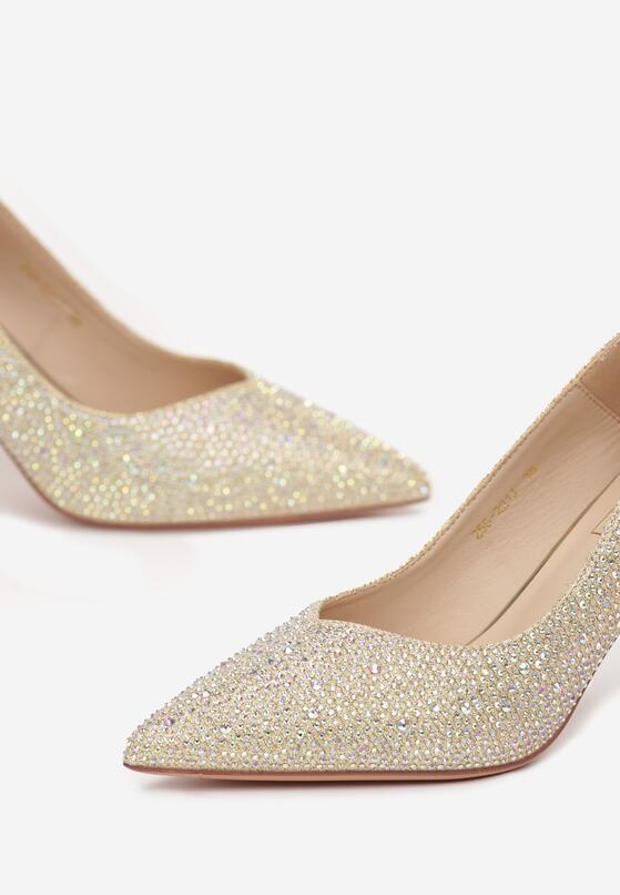 Złote Szpilki ze Szpiczastym Noskiem Ozdobione Cyrkoniami Tavitea 5