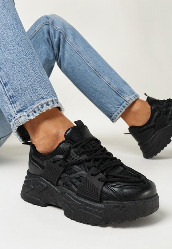 Czarne Sneakersy na Grubej Podeszwie Vasica 1