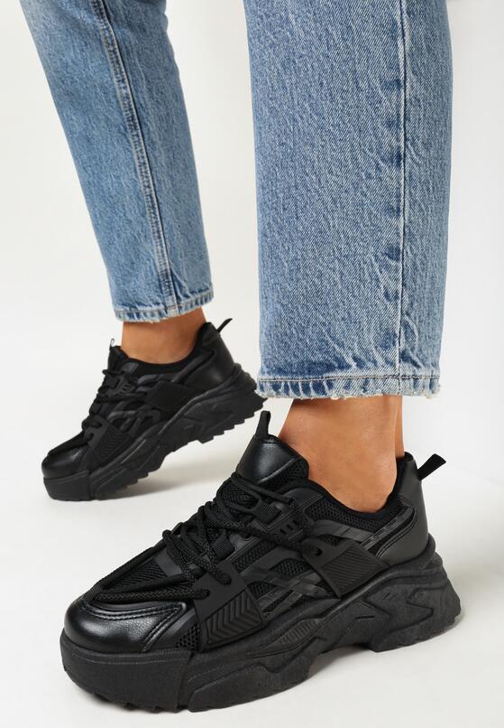 Czarne Sneakersy na Grubej Podeszwie Vasica 2