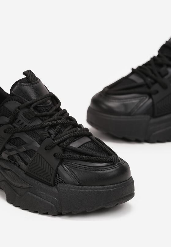 Czarne Sneakersy na Grubej Podeszwie Vasica 5