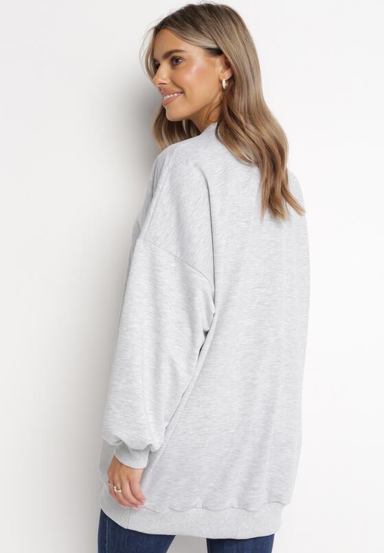 Szara Bawełniana Bluza Oversize Fanelu 3