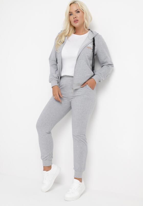 Szary 2-Częściowy Bawełniany Komplet Dresowy Spodnie i Bluza Pavicia 4