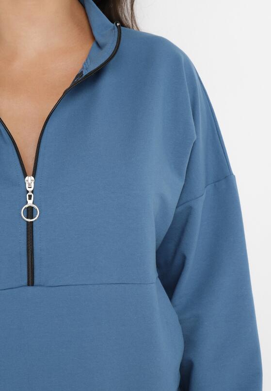 Niebieski Bawełniany 2-Częściowy Komplet Dresowy Bluza z Suwakiem i Spodnie z Gumką Inarra 5