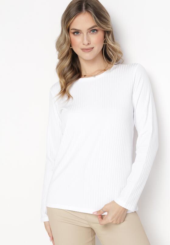 Biała Bluzka z Prążkowanej Dzianiny Bikafesa 2