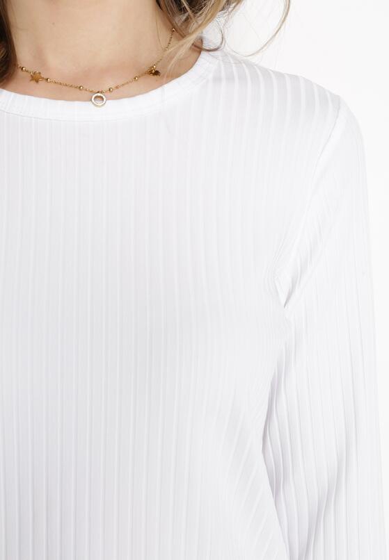 Biała Bluzka z Prążkowanej Dzianiny Bikafesa 5