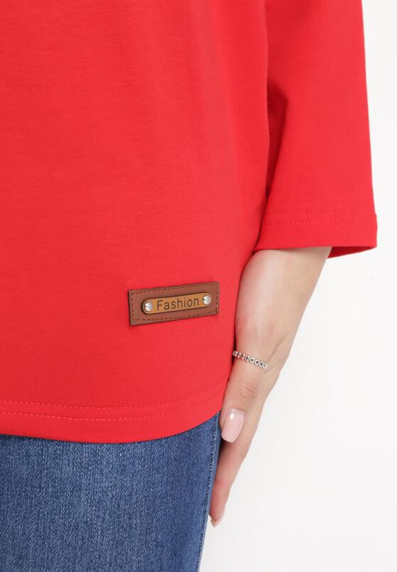 Czerwona Bawełniana Bluzka z Rękawami Typu Nietoperz Dennisetta 5