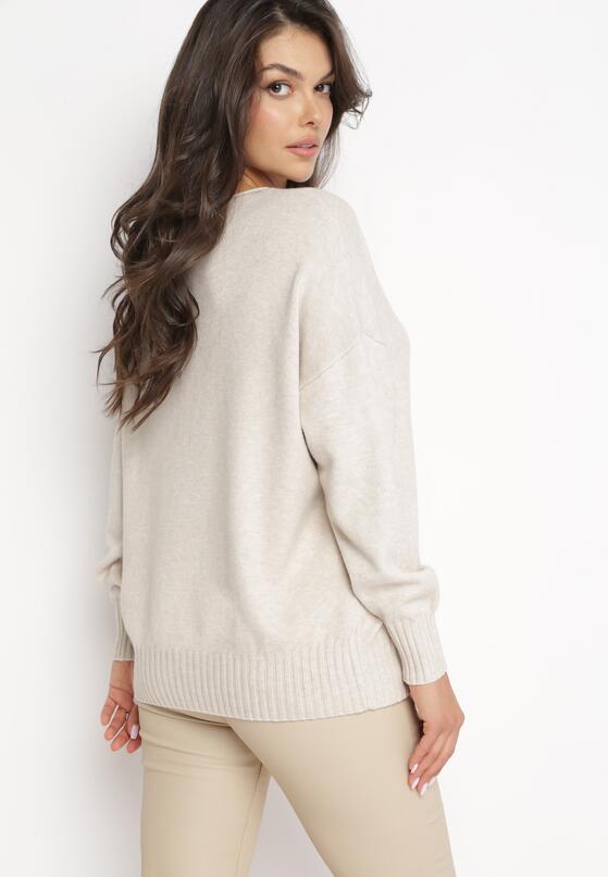Beżowy Sweter z Prążkowanymi Ściągaczami Torre 3
