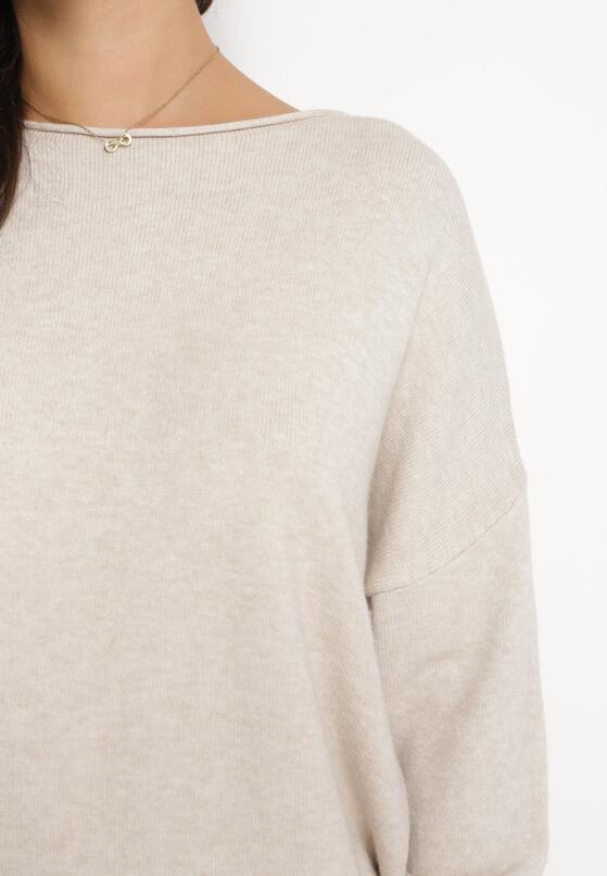 Beżowy Sweter z Prążkowanymi Ściągaczami Torre 5