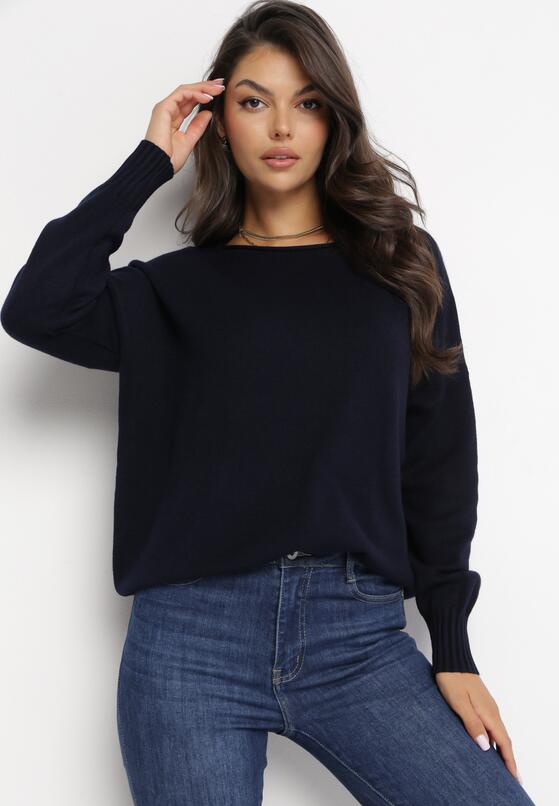 Granatowy Sweter z Prążkowanymi Ściągaczami Torre 2