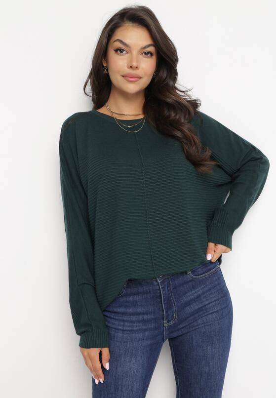 Ciemnozielony Sweter z Rękawem Nietoperz Anfrei 4