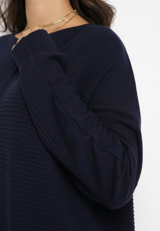 Granatowy Sweter z Rękawem Nietoperz Anfrei 5