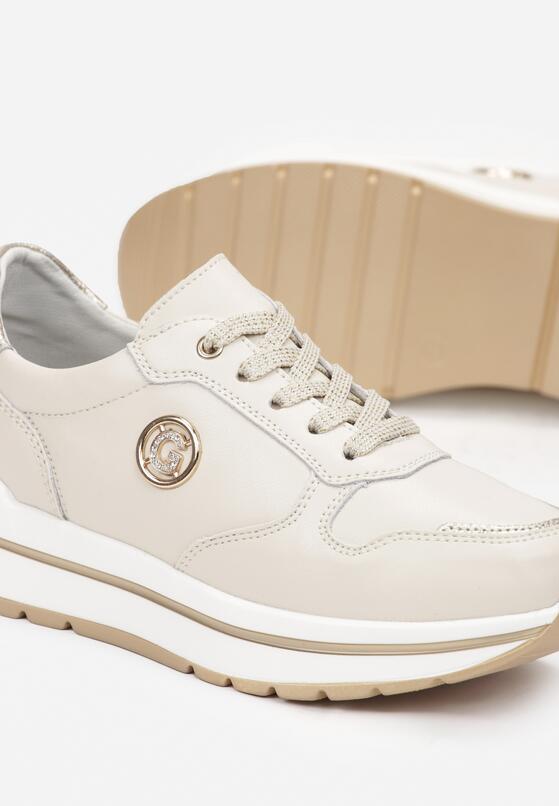 Beżowe Skórzane Sneakersy Nerinde 5