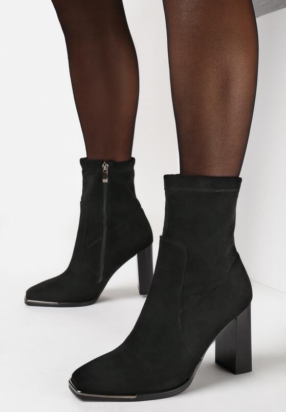 Czarne Botki na Słupku za Kostkę Felame 1