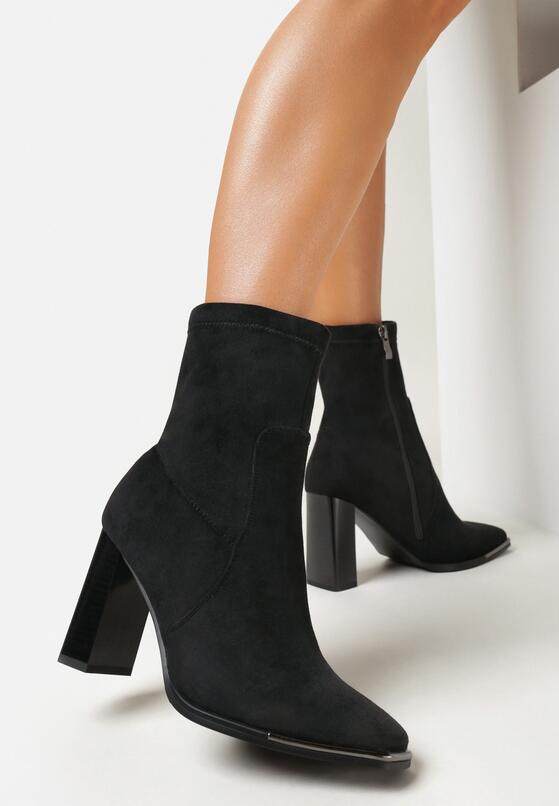 Czarne Botki na Słupku za Kostkę Felame 2