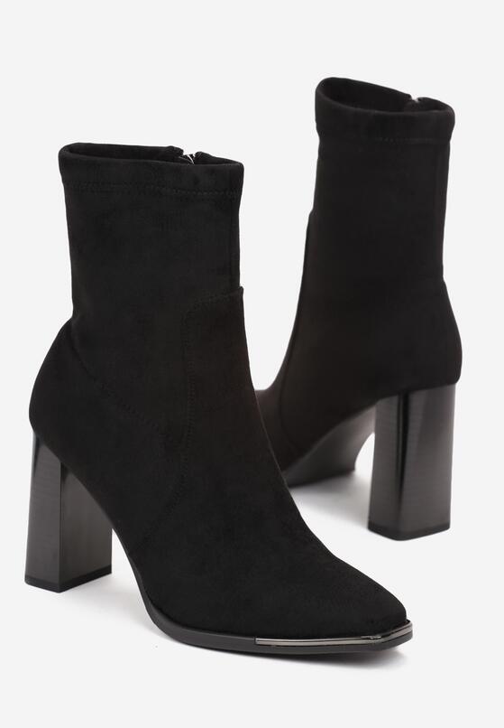 Czarne Botki na Słupku za Kostkę Felame 4