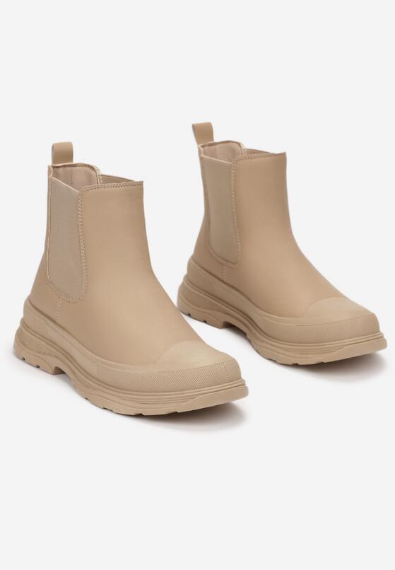 Ciemnobeżowe Wsuwane Botki Sztyblety Nepali 4