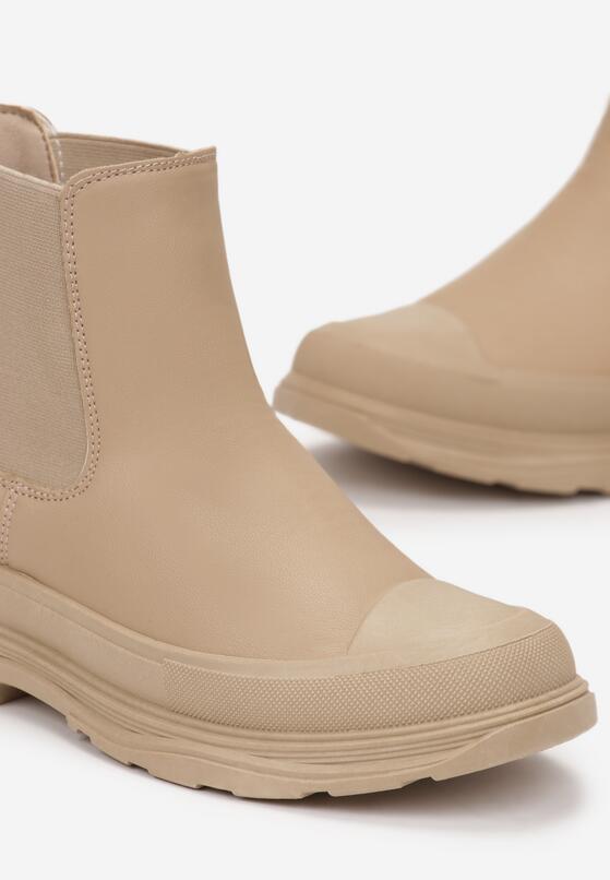 Ciemnobeżowe Wsuwane Botki Sztyblety Nepali 5