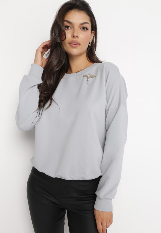 Szara Bluza z Broszką Muriell 2