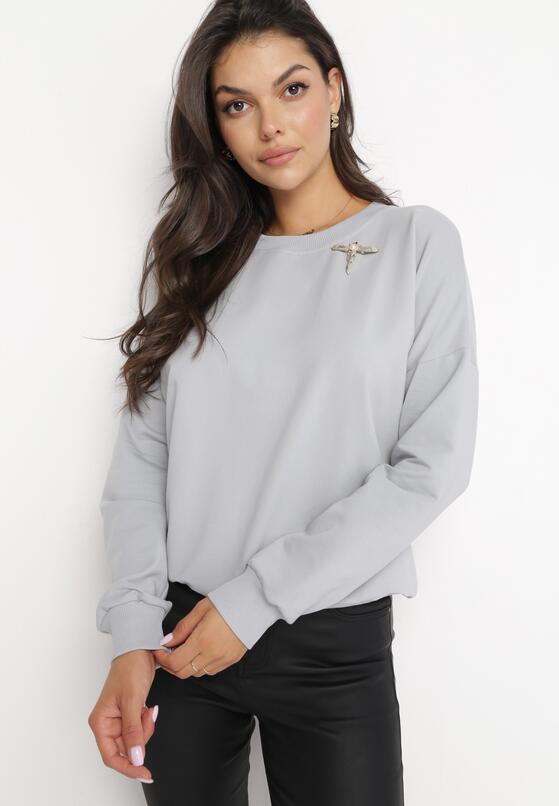 Szara Bluza z Broszką Muriell 4