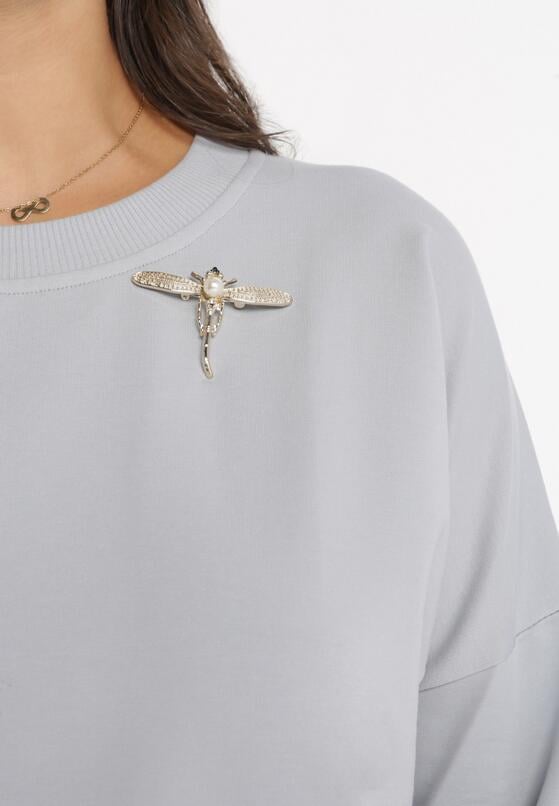 Szara Bluza z Broszką Muriell 5